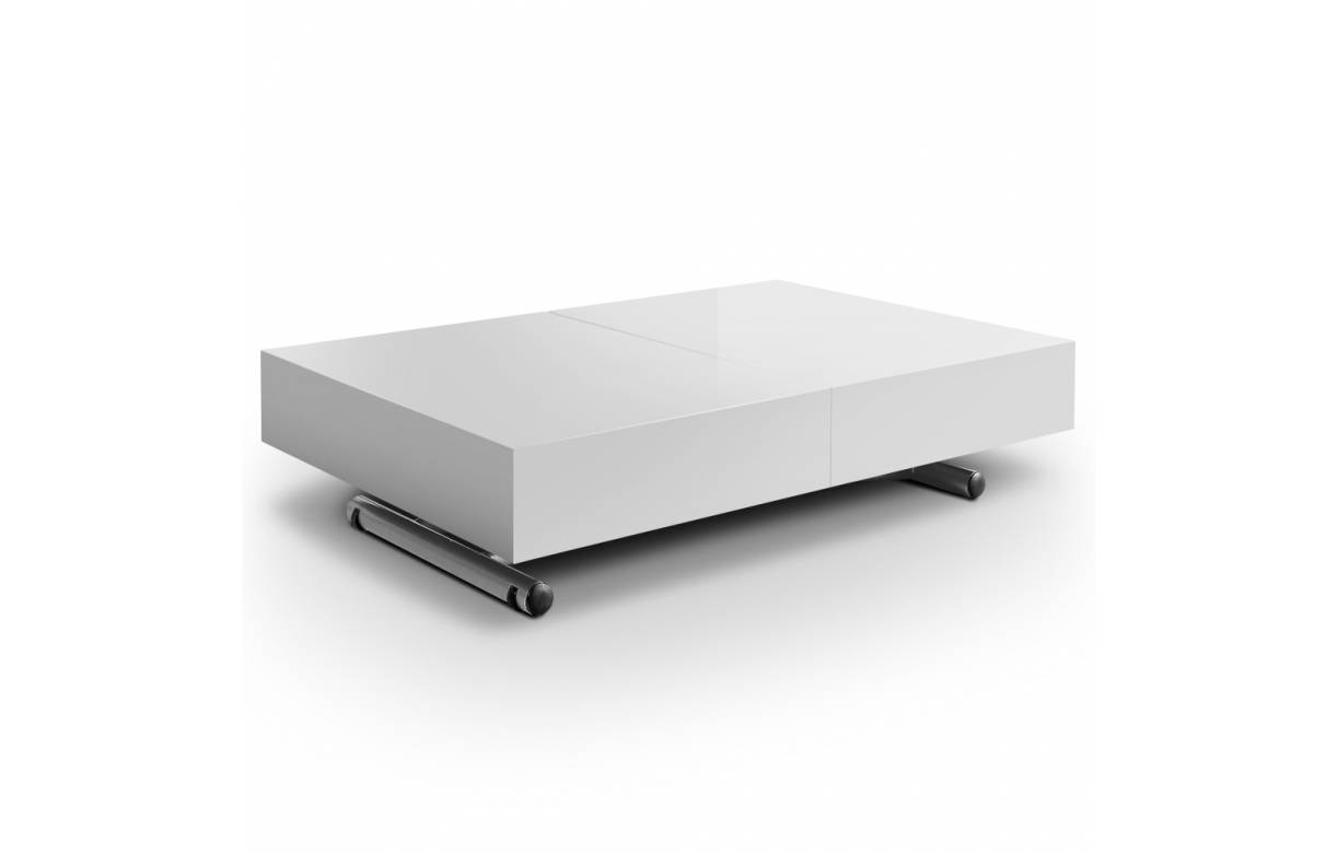 Table basse design relevable extensible laquée blanc maria