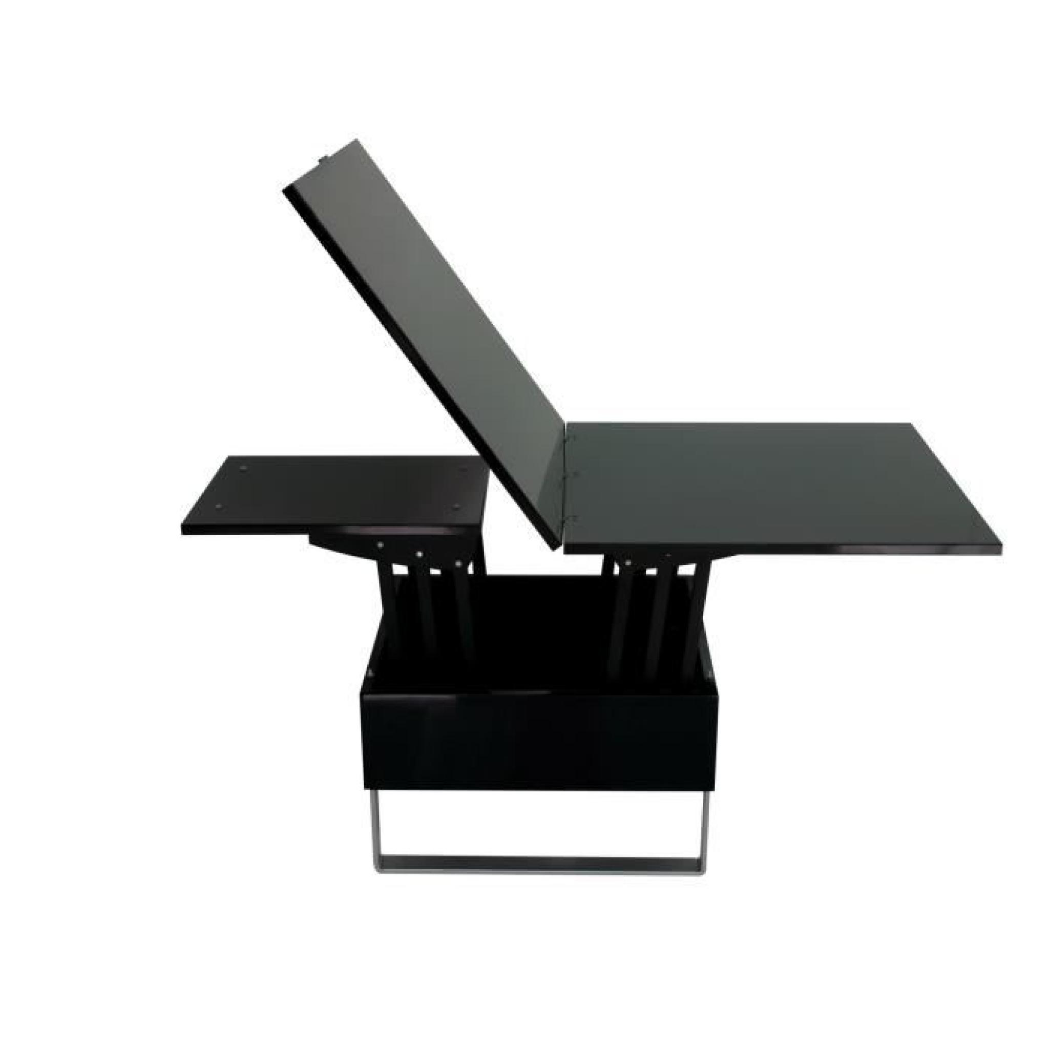 Table basse relevable laque noir