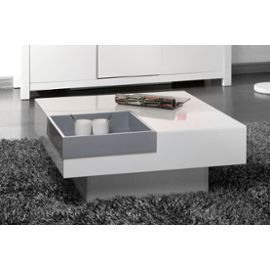 Table basse bois blanche et grise