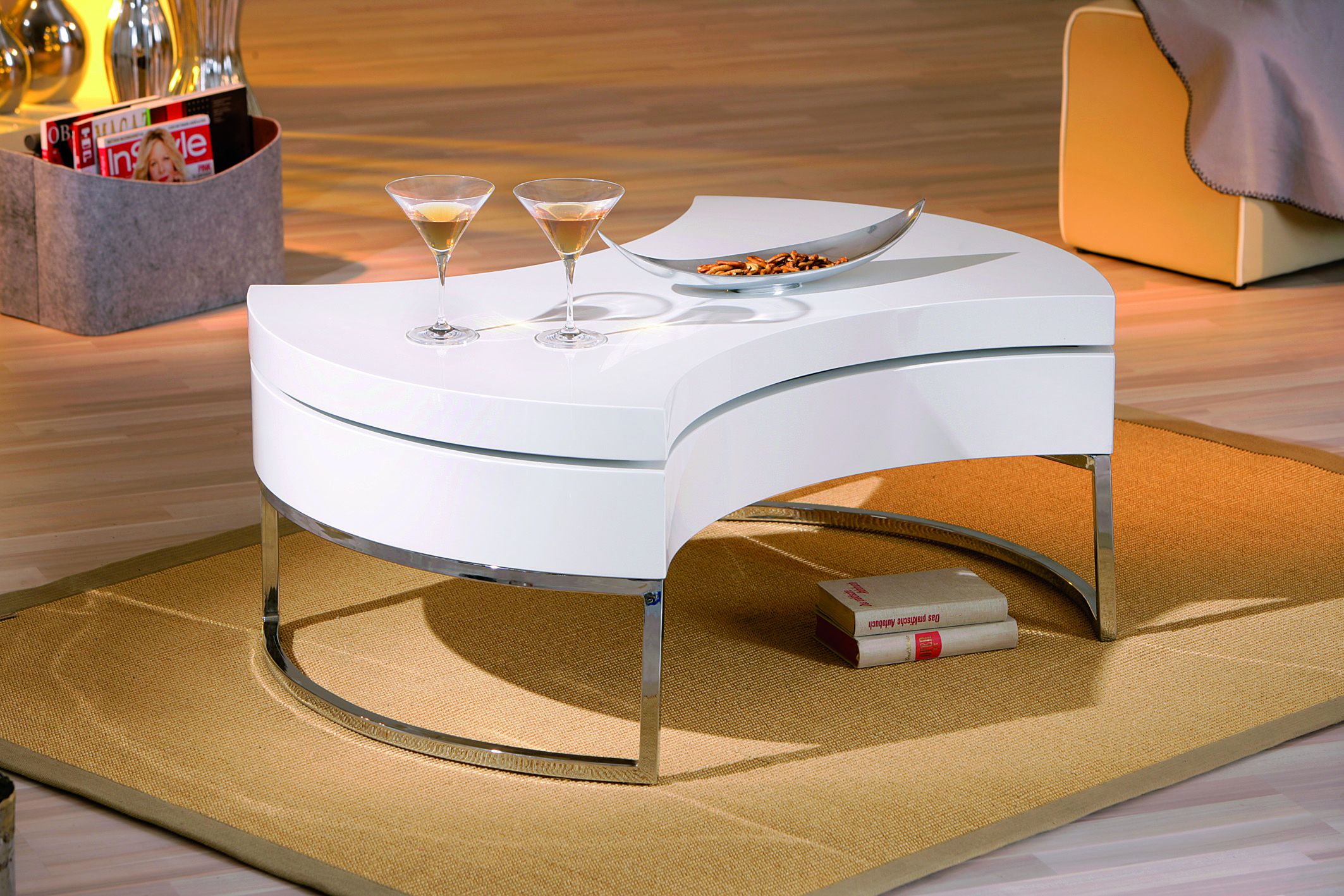 Table basse design réglable noire avec rangement lola