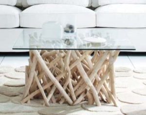 Table basse pied bois flotté