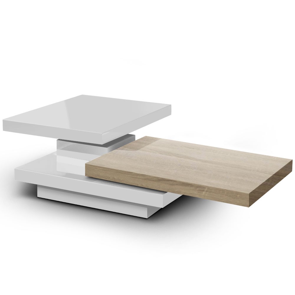 Table basse design bois et blanc