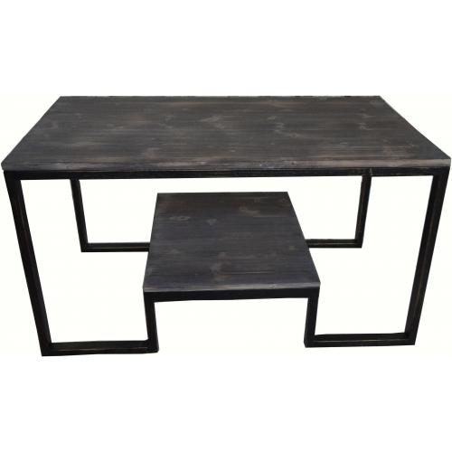 Table basse bois tresse