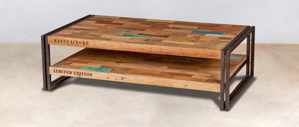 Table basse bois couleur bateau recyclé