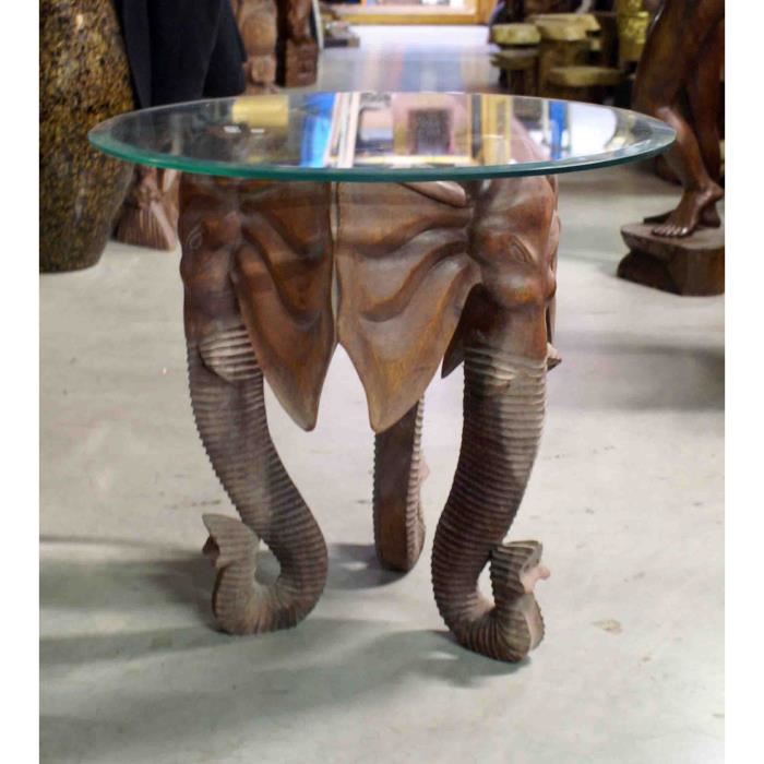 Table basse pied elephant bois