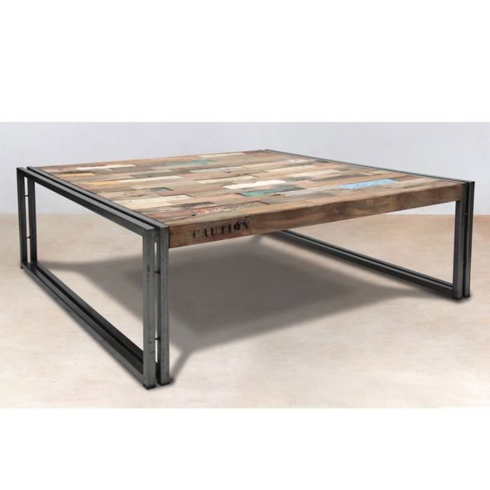 Table basse carrée bois fer
