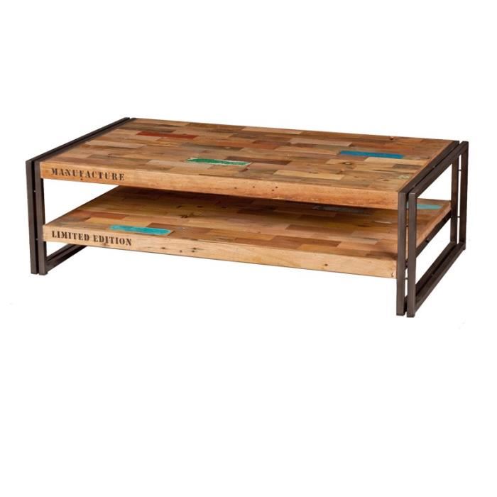 Table basse bois metal 120