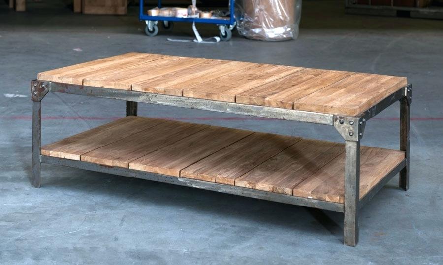 Table basse ronde bois et fer forge
