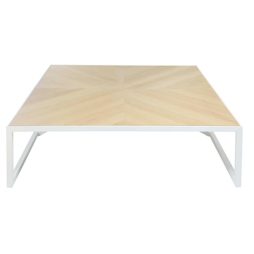 Table basse bois brut et blanc
