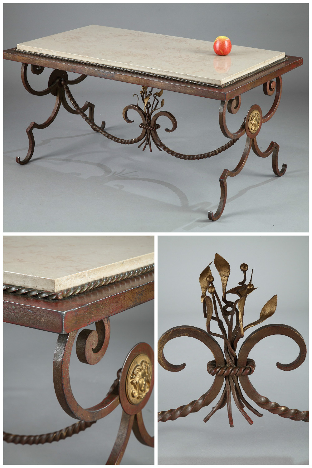 Table basse marbre fer forgé