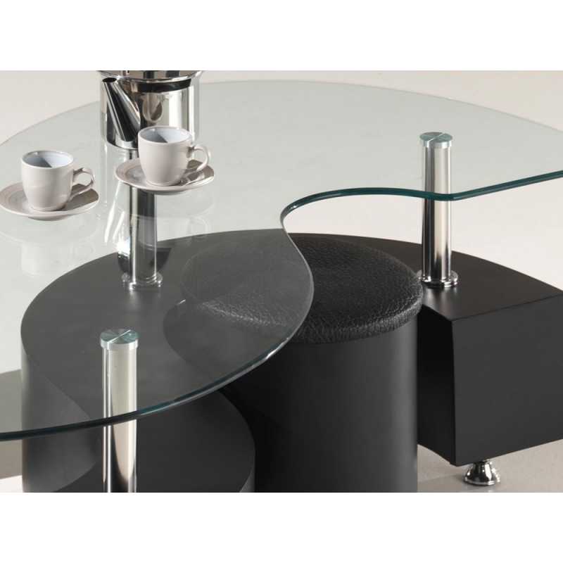 Table basse verre forme haricot