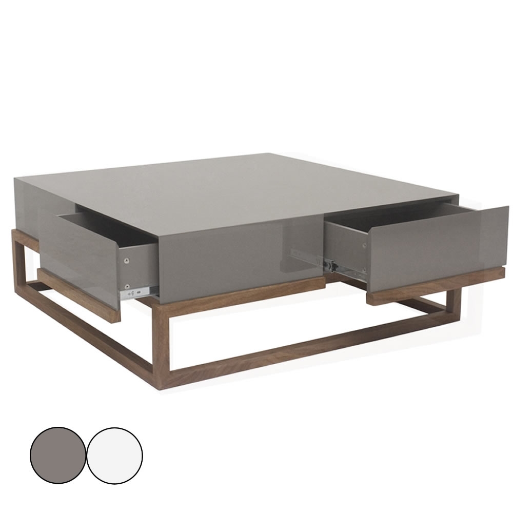 Table basse grise avec rangement