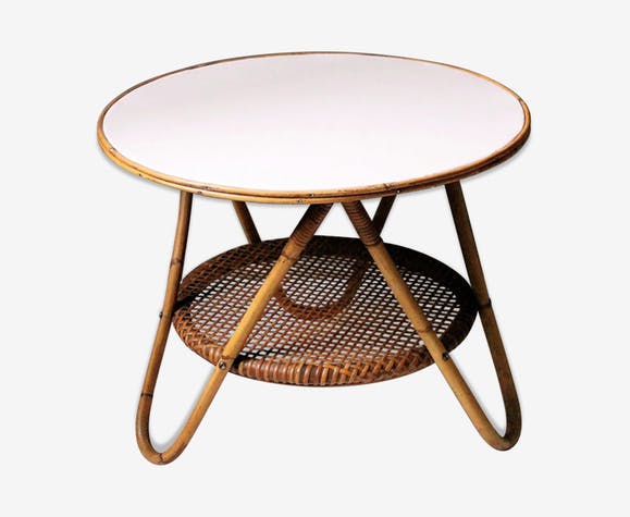 Twist table basse vintage en bois et métal