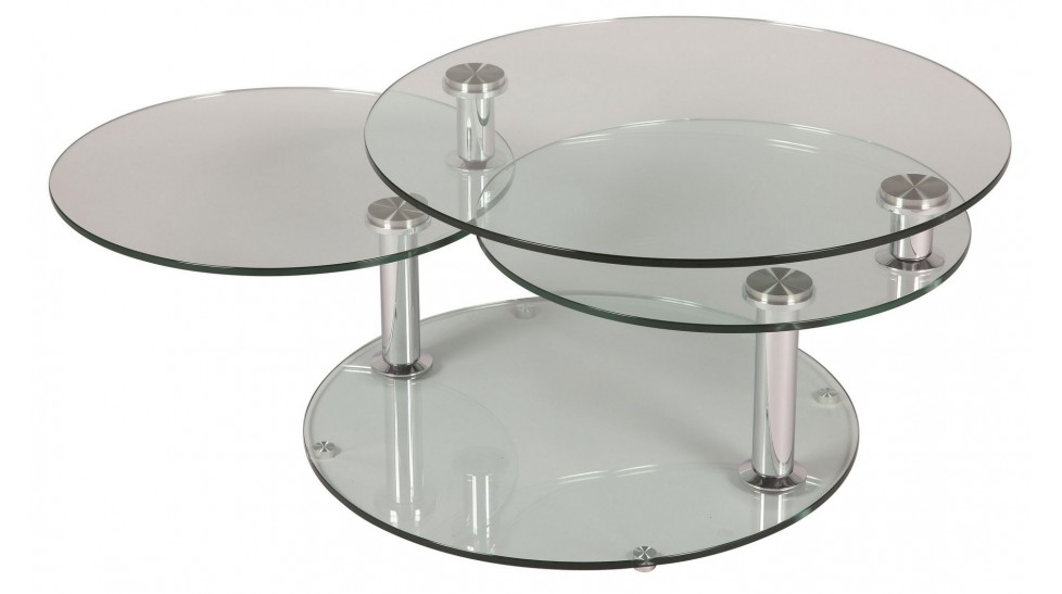 Table basse en verre avec plateau pivotant
