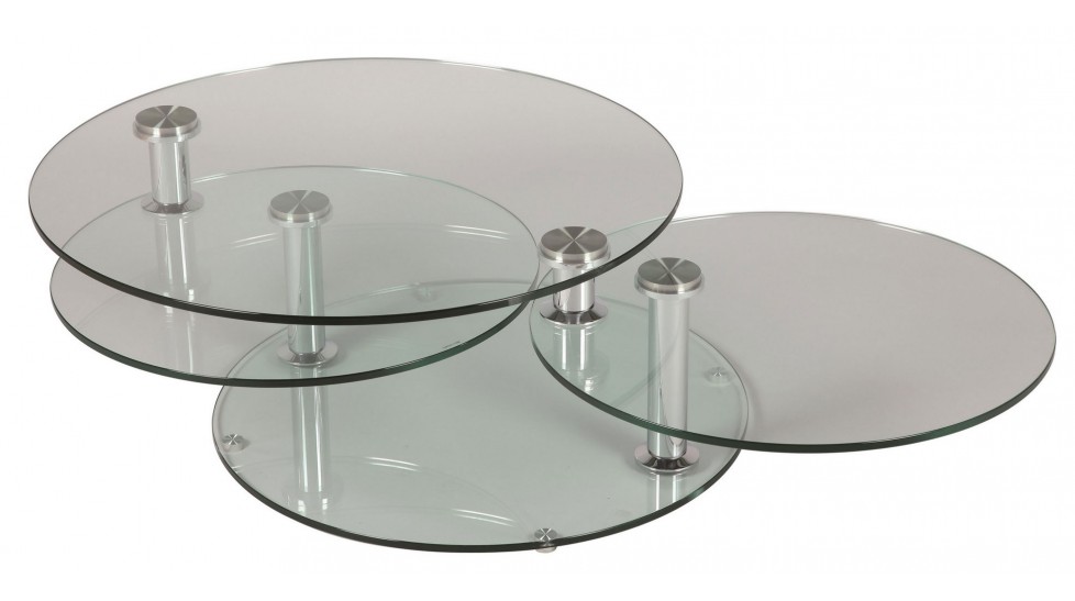 Table basse en verre trois plateaux