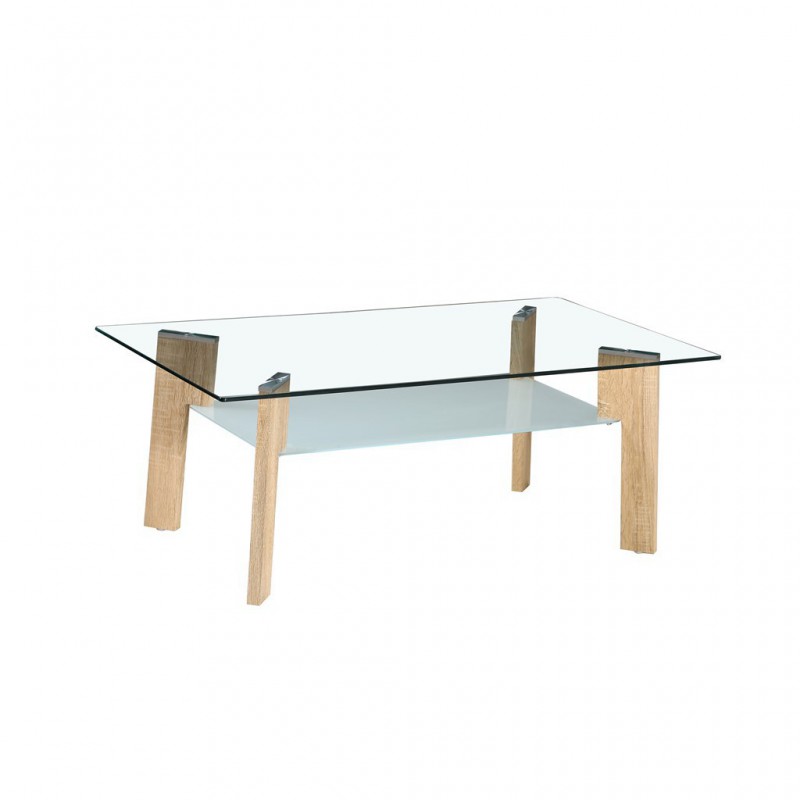 Table basse bois verre trempé