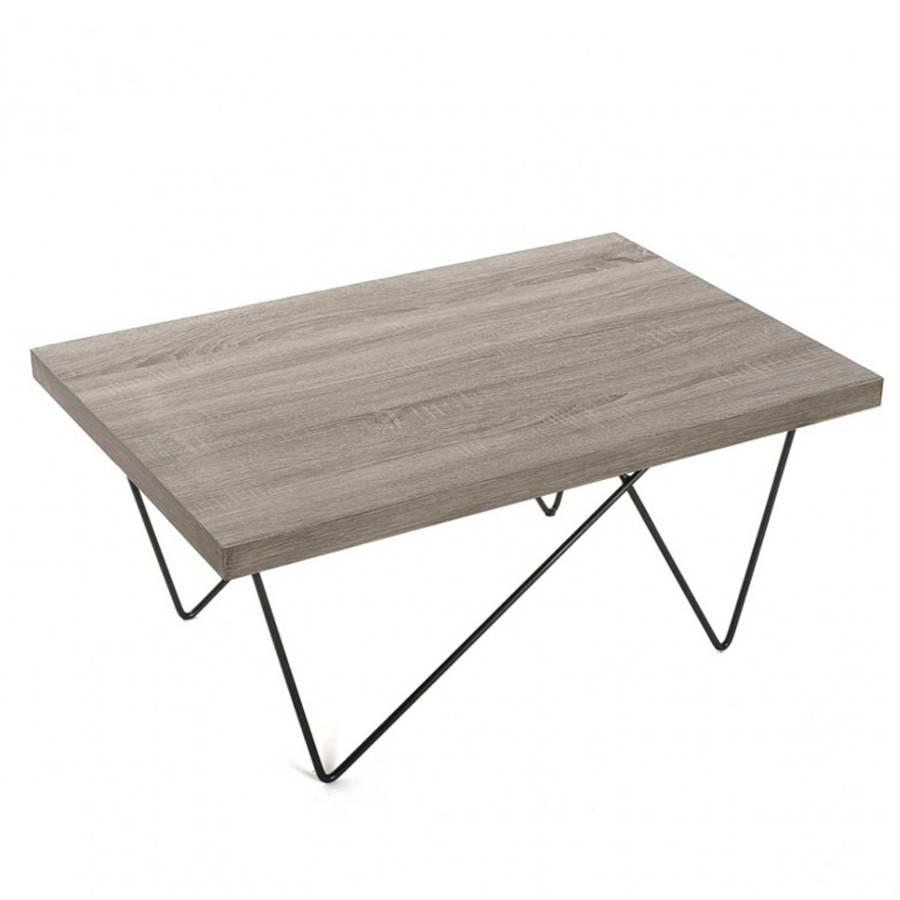 Table basse carre bois pied metal