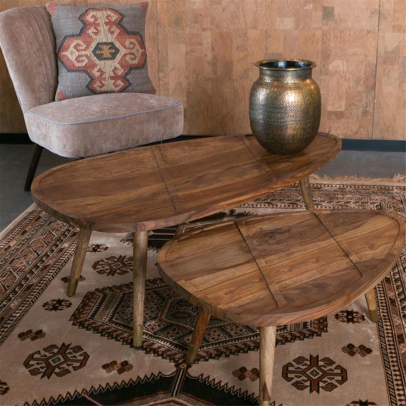 Table basse bois laiton