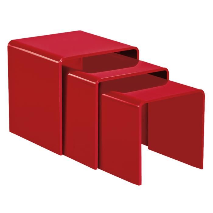 Table basse gigogne rouge