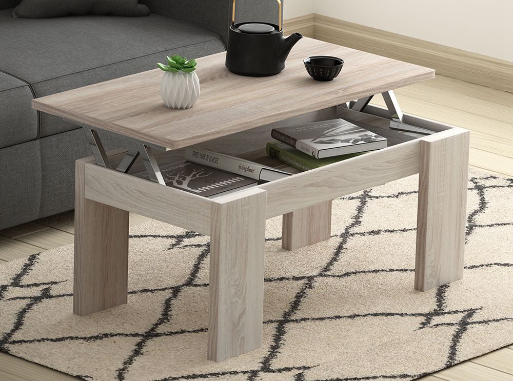 Table basse plateau relevable yana blanc