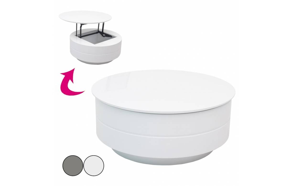 Table basse grise avec plateau bois
