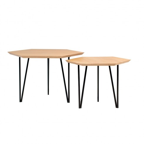 Table basse hexagonale bois