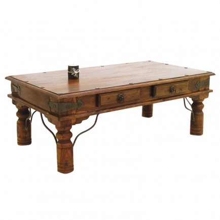 Table basse verre bois ronde