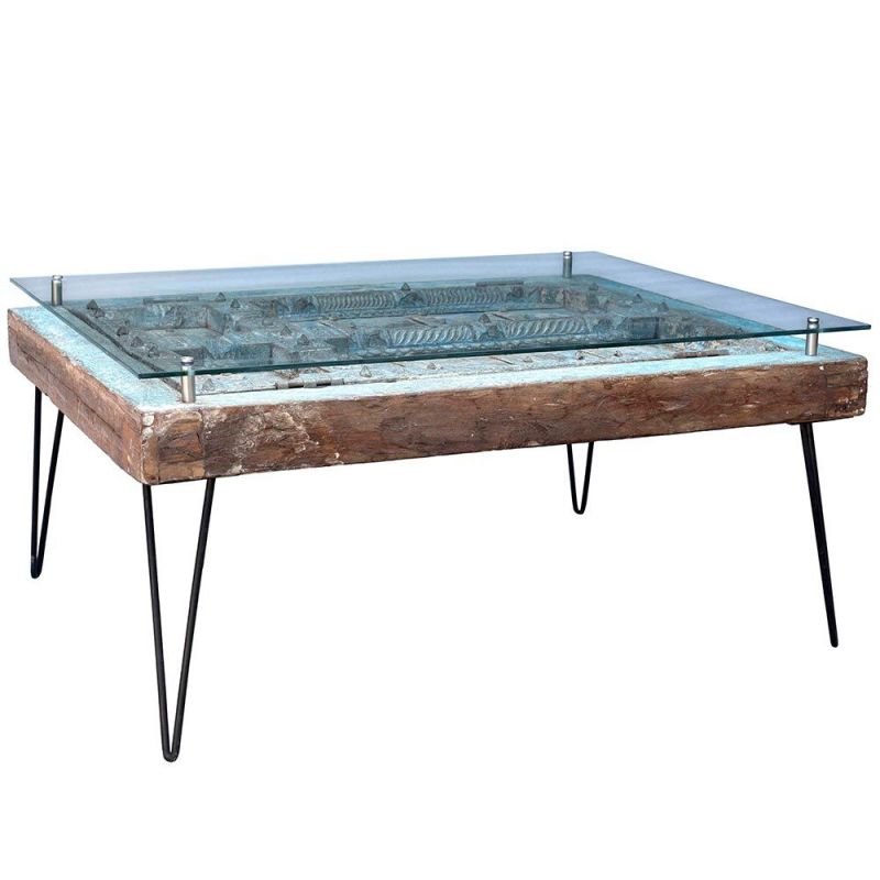 Table basse bois bleue