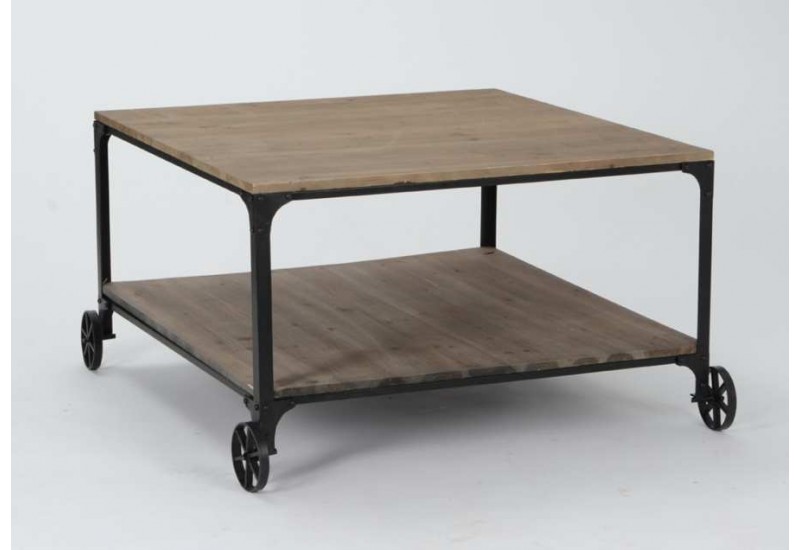 Table basse carrée à roulettes