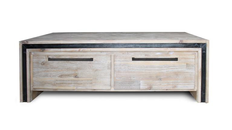 Table basse bois massif tiroir