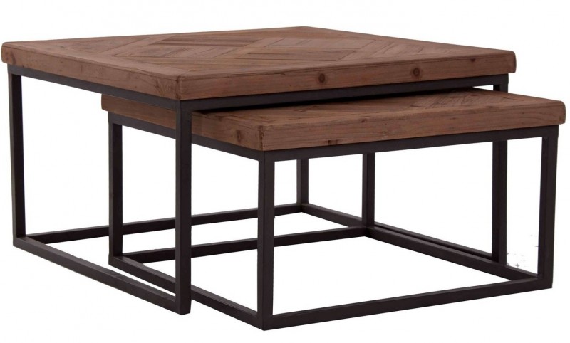 Table basse industrielle fer et bois