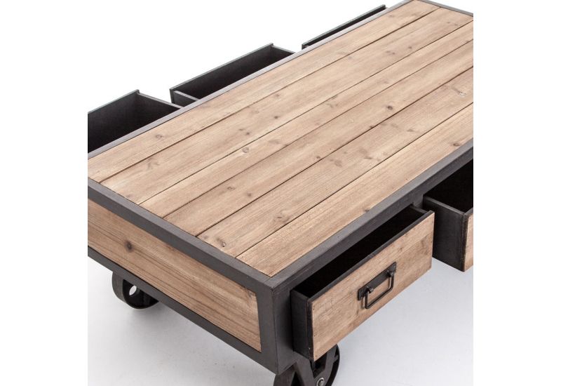 Table basse industrielle avec tiroir