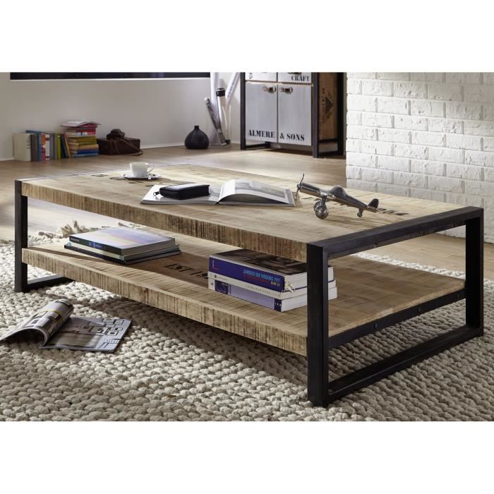 Table basse bois brut industrielle