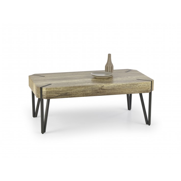 Table basse rectangle bois et métal