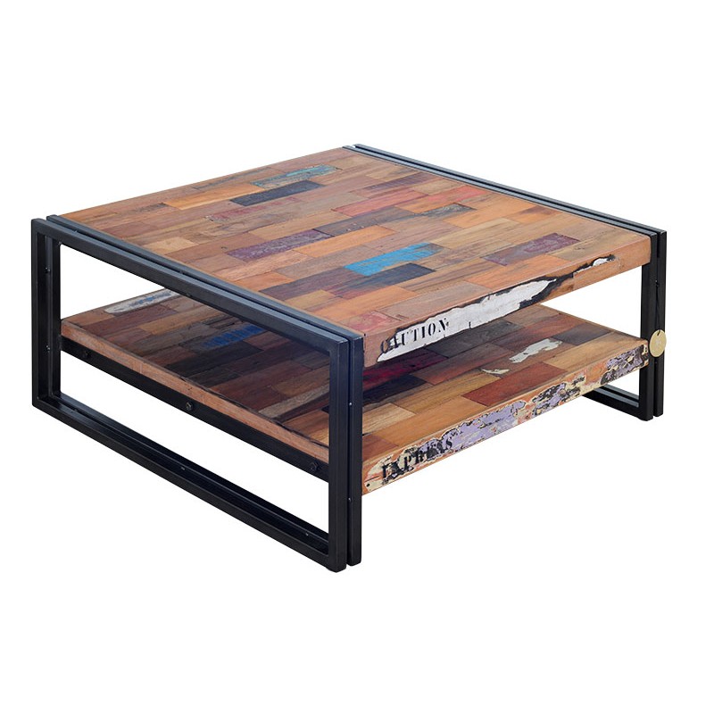 Table basse carrée vintage bois
