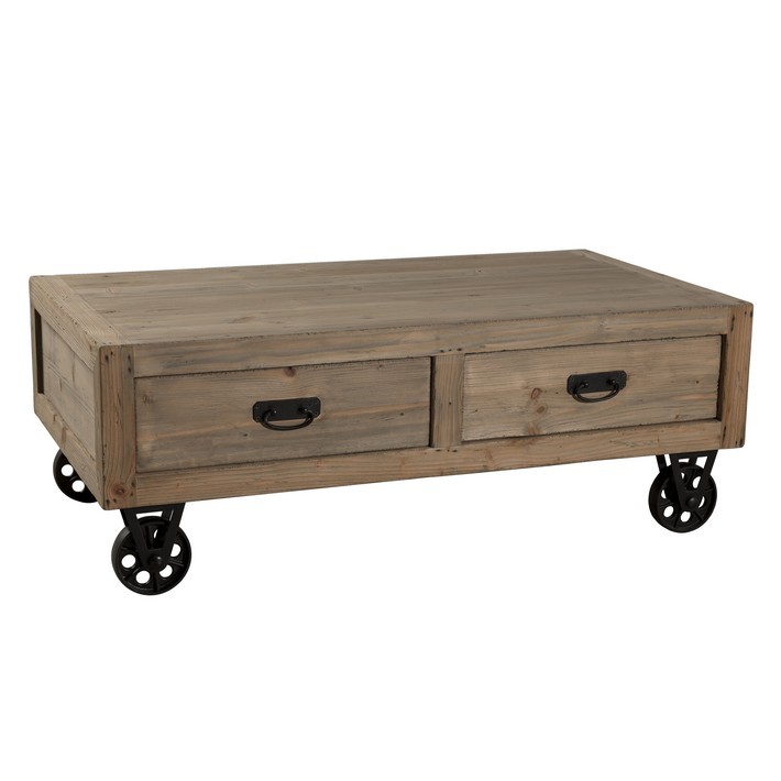 Table basse en bois avec grand tiroir