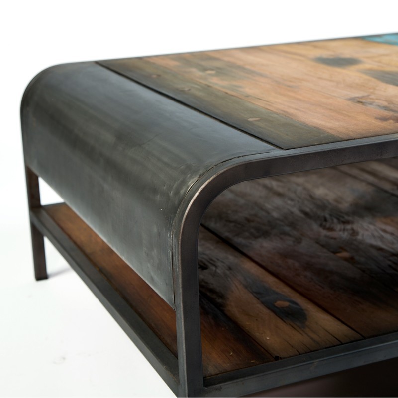Table basse industrielle bois et fer