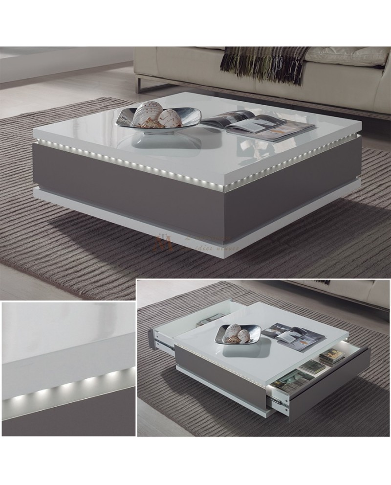 Table basse bois pied inox