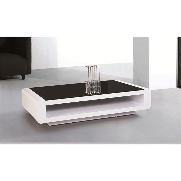 Table basse blanc et bois et verre
