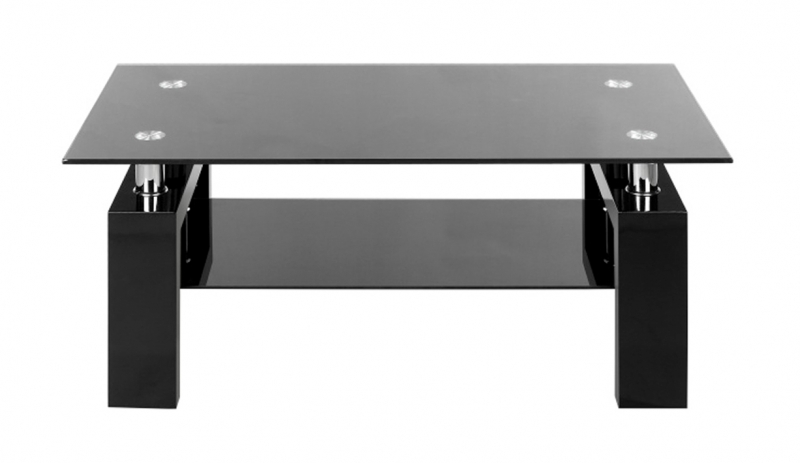 Table basse en verre trempé noir