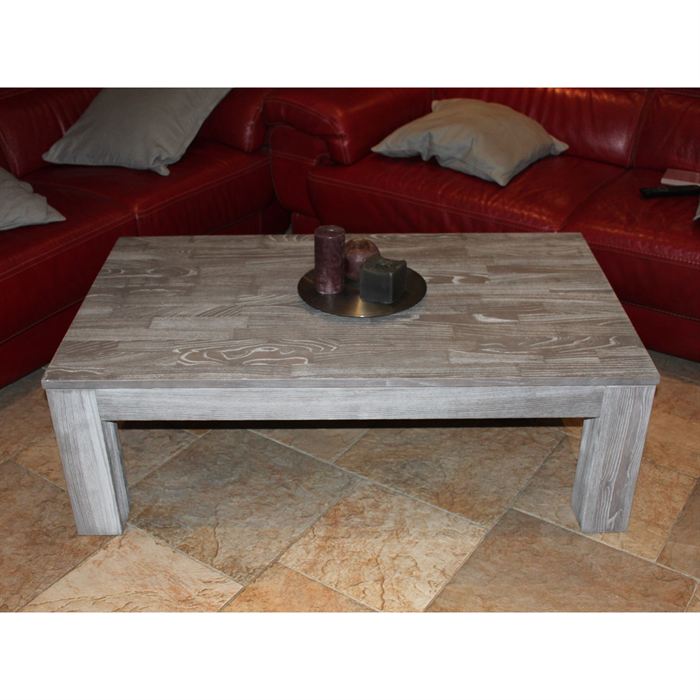Table basse bois ceruse blanc