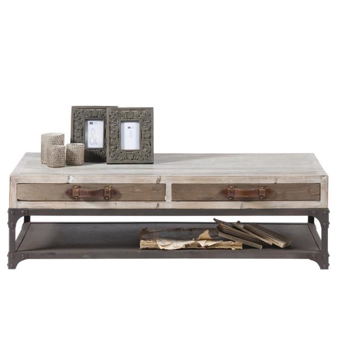 Table basse bois gris vieilli