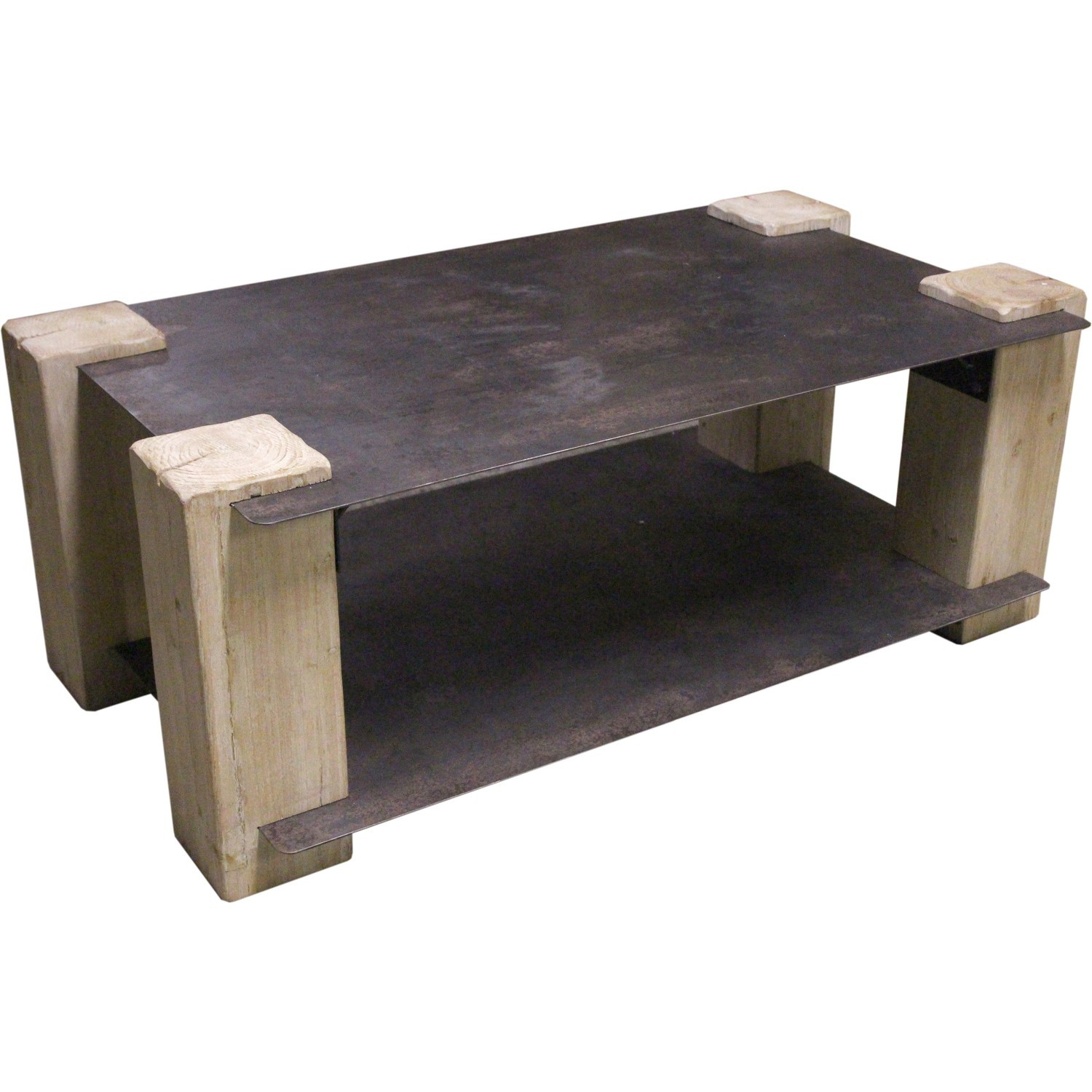 Table basse moderne bois et metal