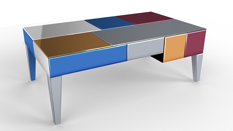 Table basse design miroir