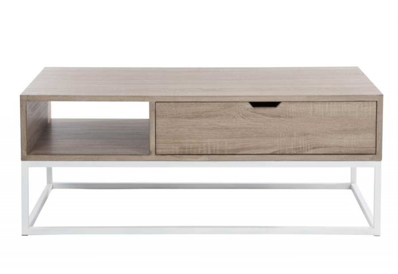 Table basse blanc et bois naturel