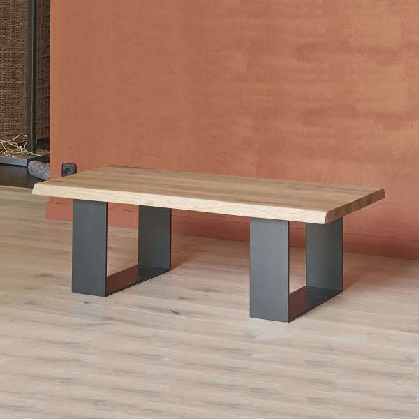 Table basse bois brut metal