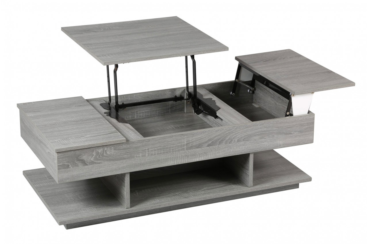 Table basse relevable avec rangements