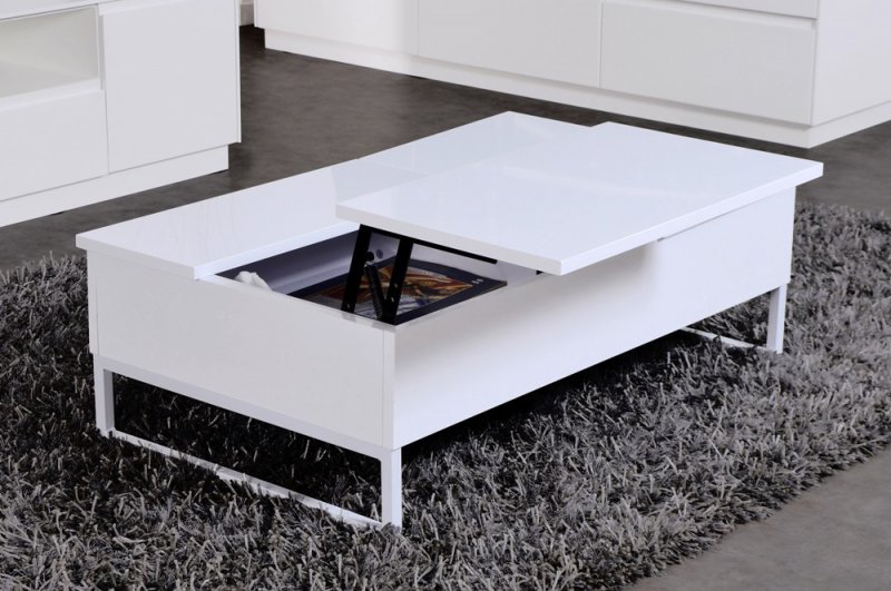 Table basse avec rangement blanche
