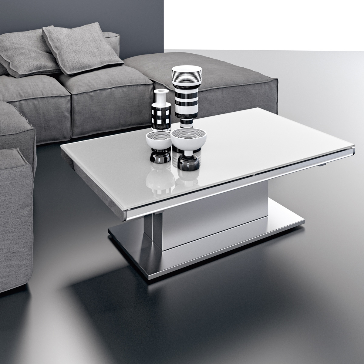 Table basse verre inox design