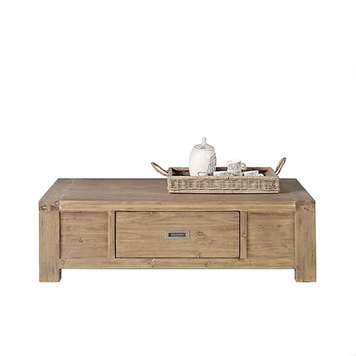 Table basse cuir et bois